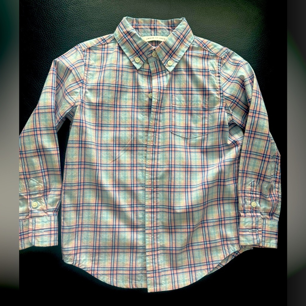 Boys plaid Janie and Jack size 3 button up dress shirt.